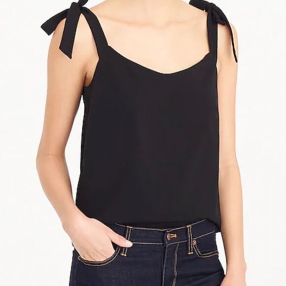 J. Crew Black Tie Shoulder Stretch Tank Top Size S - Picture 7 of 7